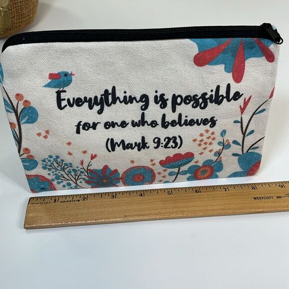 Scripture “Everything is possible for one who believes” Canvas Pouch Bag - Picture 4 of 8